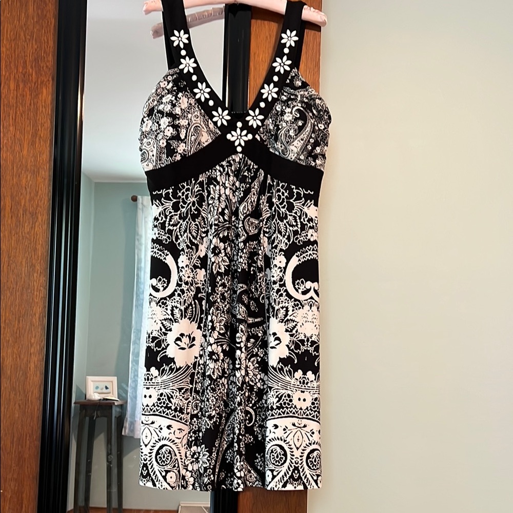 Style & Co. Black and White Midi Dress size L